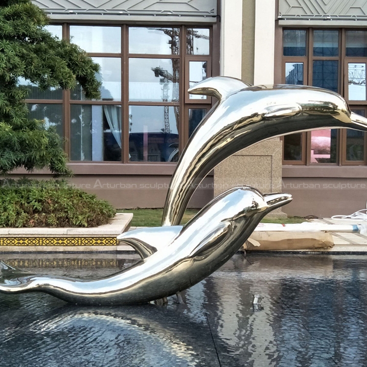 metal dolphin sculpture