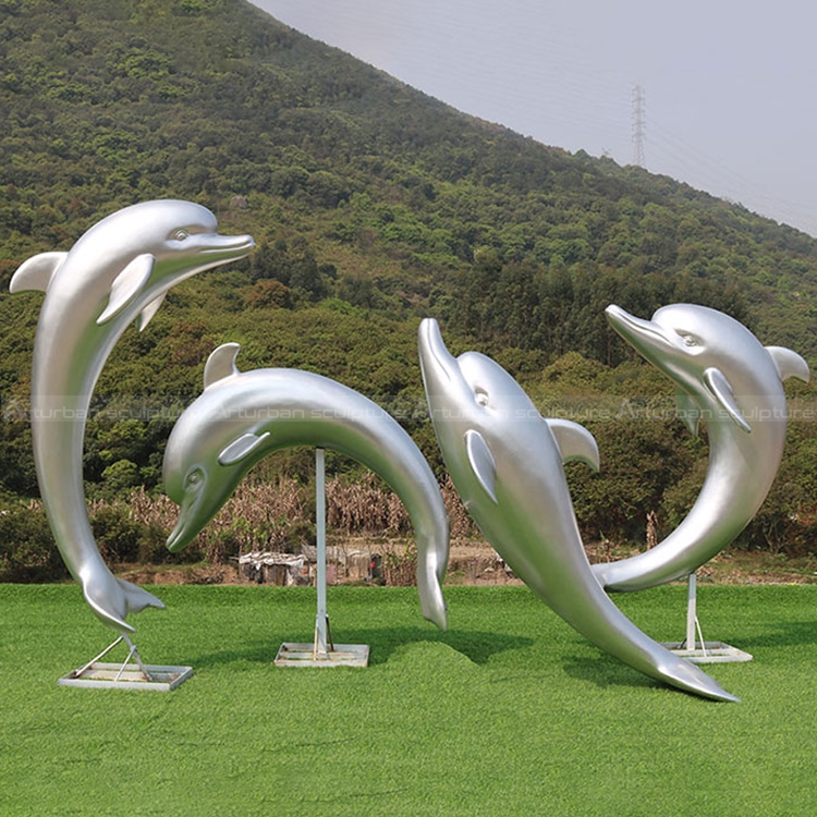 metal dolphin sculpture