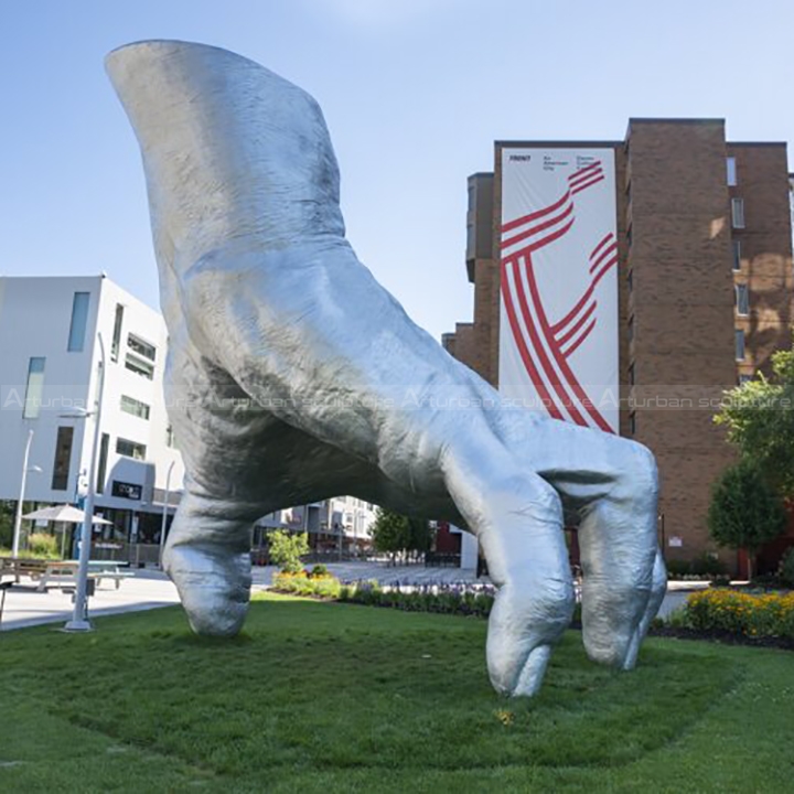 silver hand sculpture