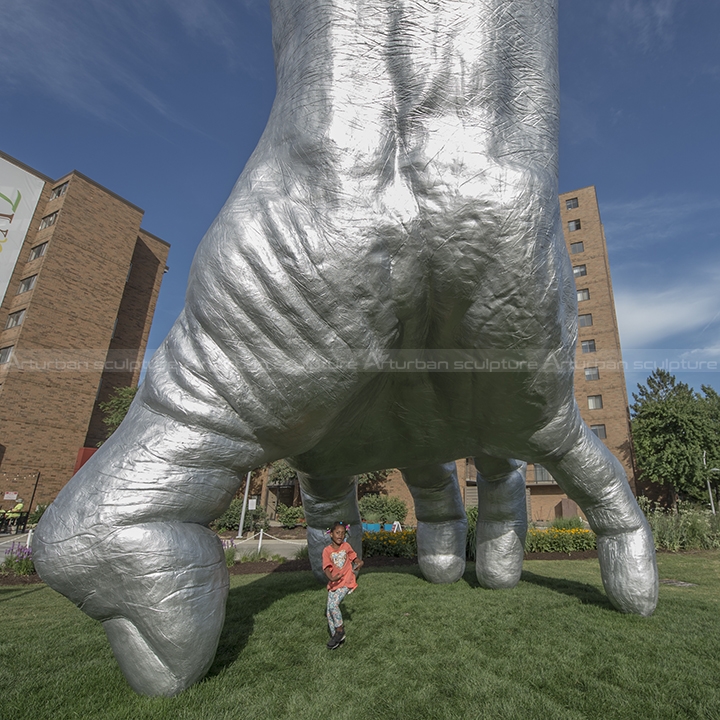 silver hand sculpture