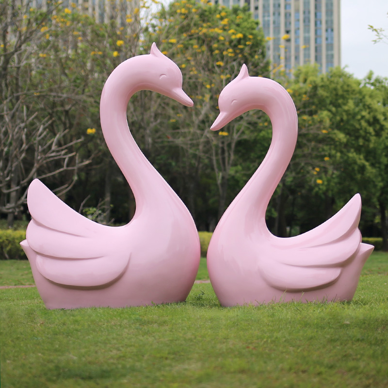 swan couple statue