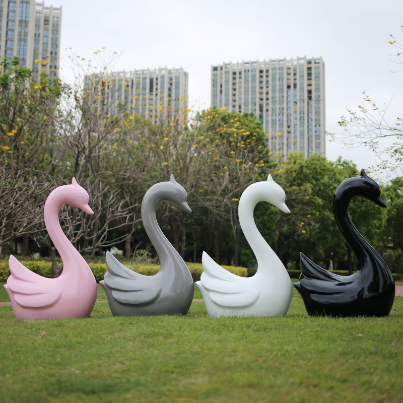 swan couple statue