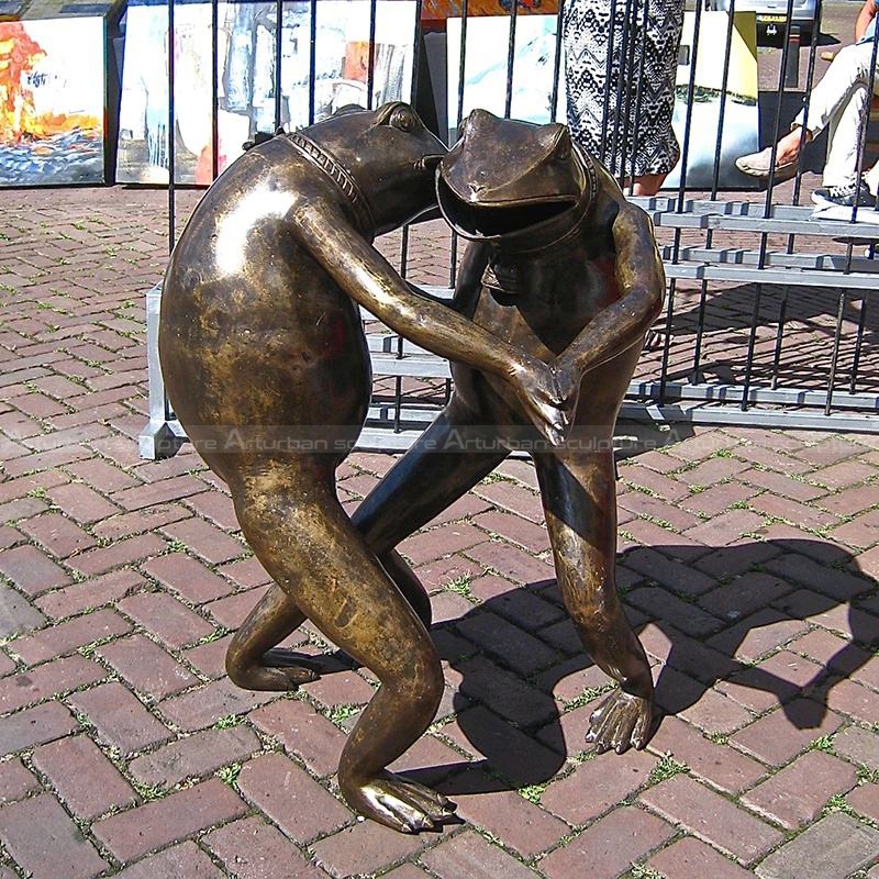 dancing frog garden statue