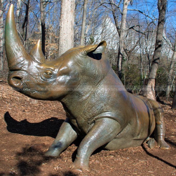 white rhino sculpture