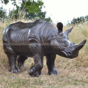metal rhino sculpture
