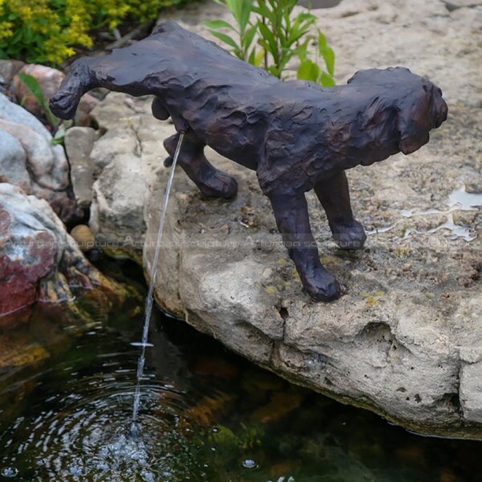 peeing dog pond fountain