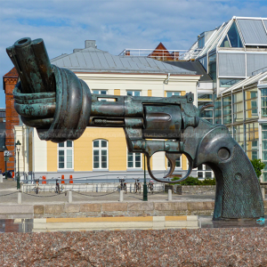 knotted gun sculpture