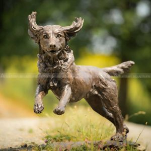 working cocker spaniel bronze sculpture