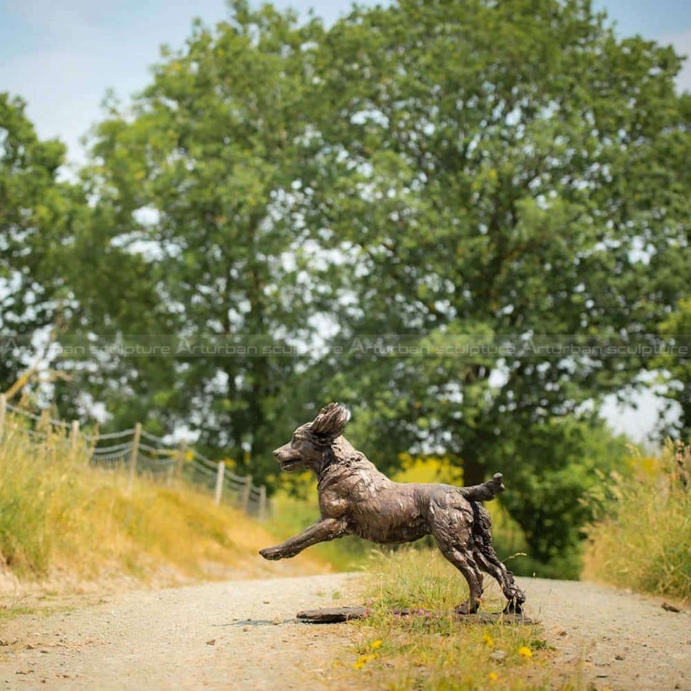 working cocker spaniel bronze sculpture