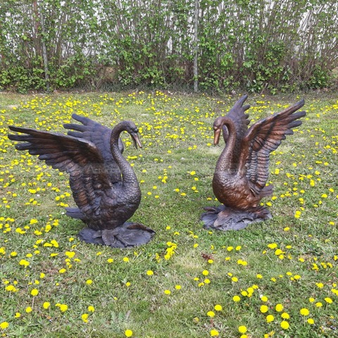 bronze swan statues