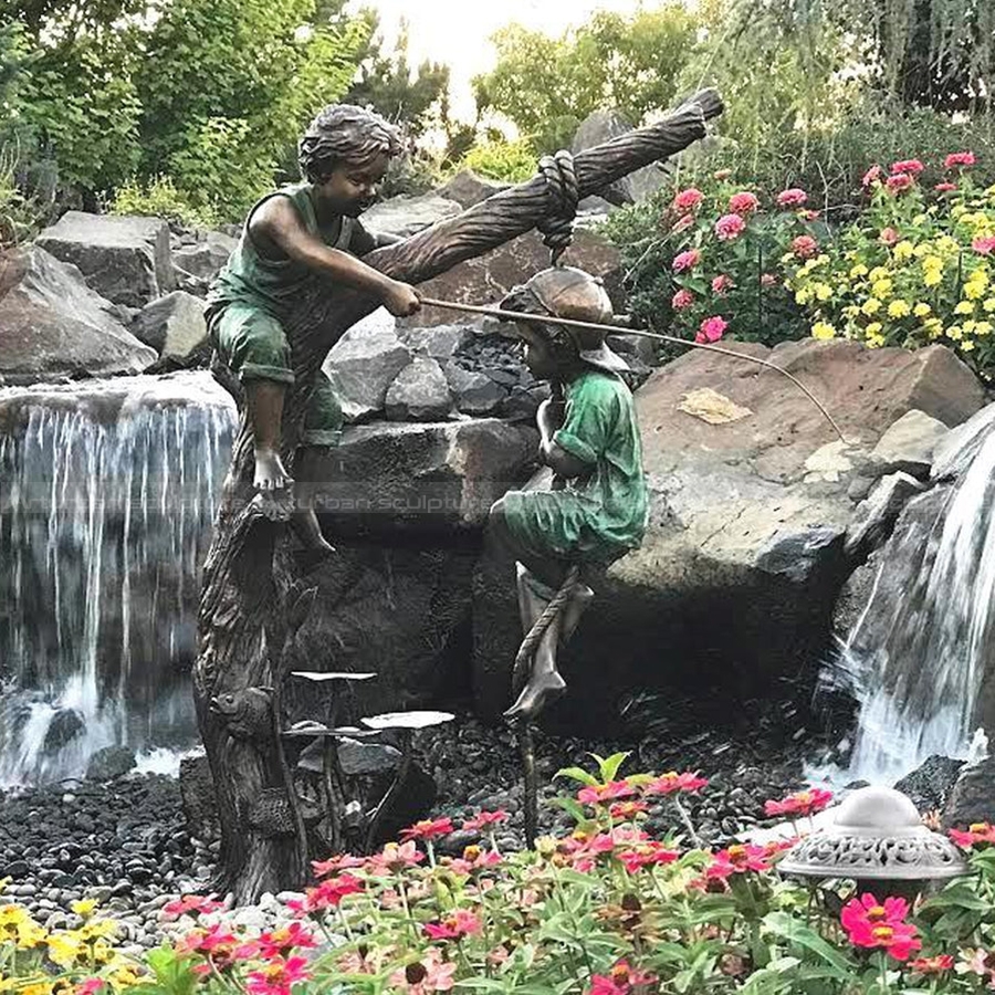 two boys bronze fountain