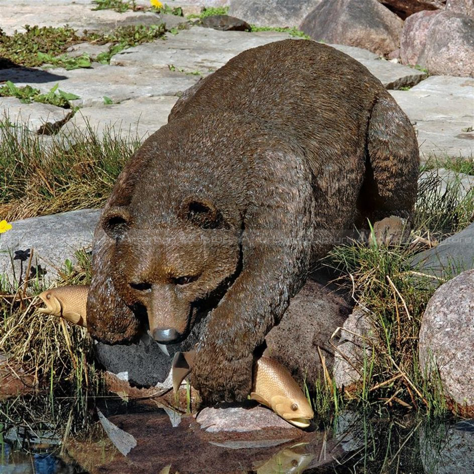 bear fishing statue