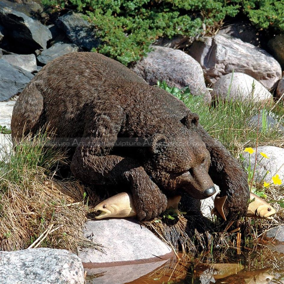 bear fishing statue