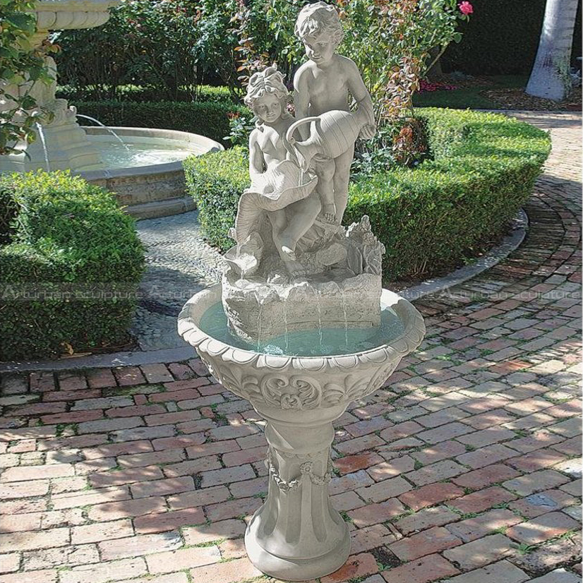 boy and girl water feature