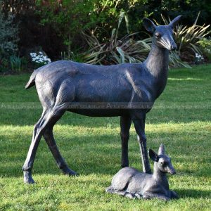 doe and fawn figurine