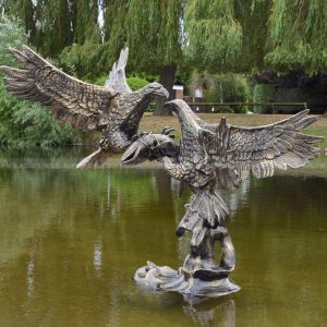 outdoor metal eagle sculpture