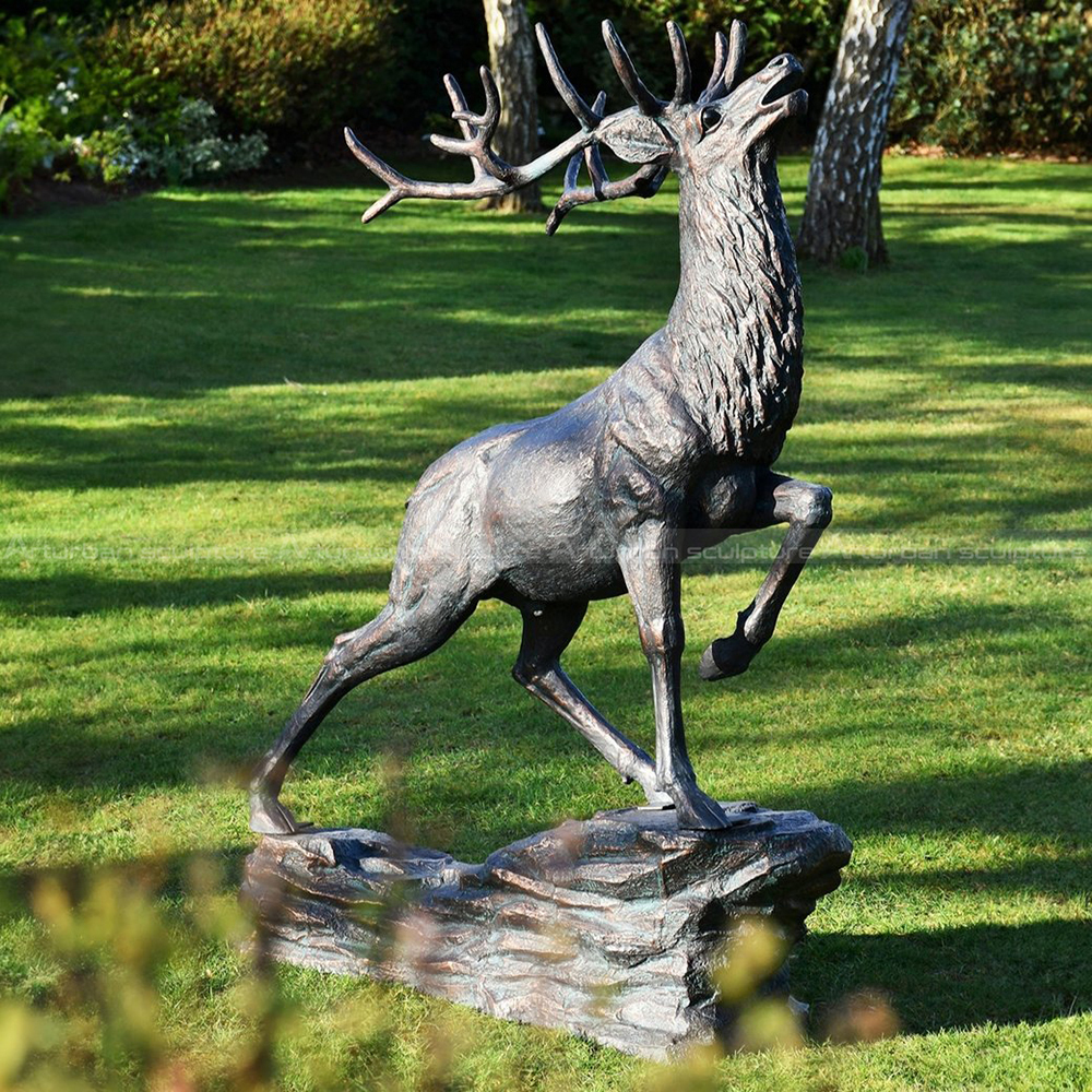 bronze stag statue garden