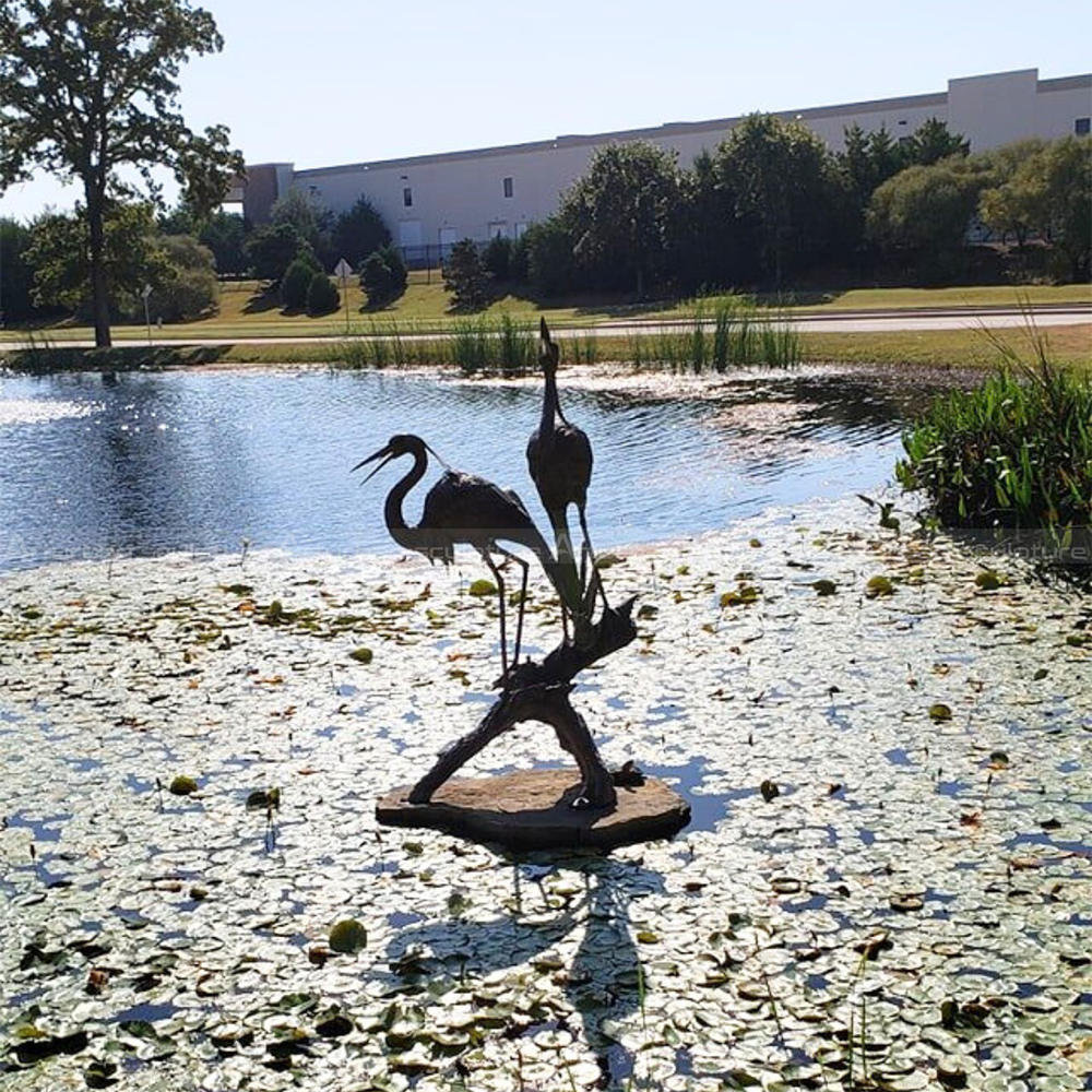 bronze blue heron statues