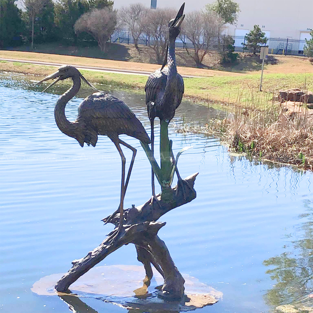 bronze blue heron statues