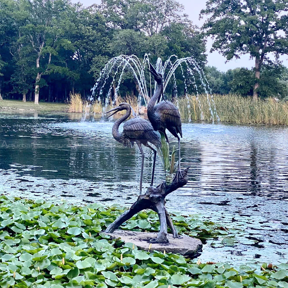 bronze blue heron statues
