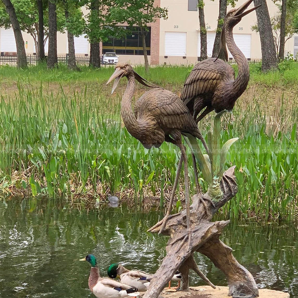 bronze blue heron statues