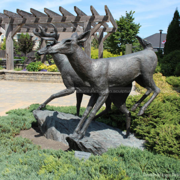 bronze garden deer statues