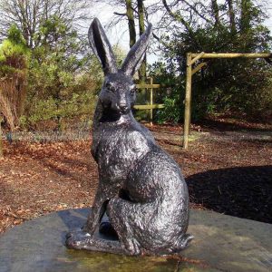 bronze hare garden sculpture