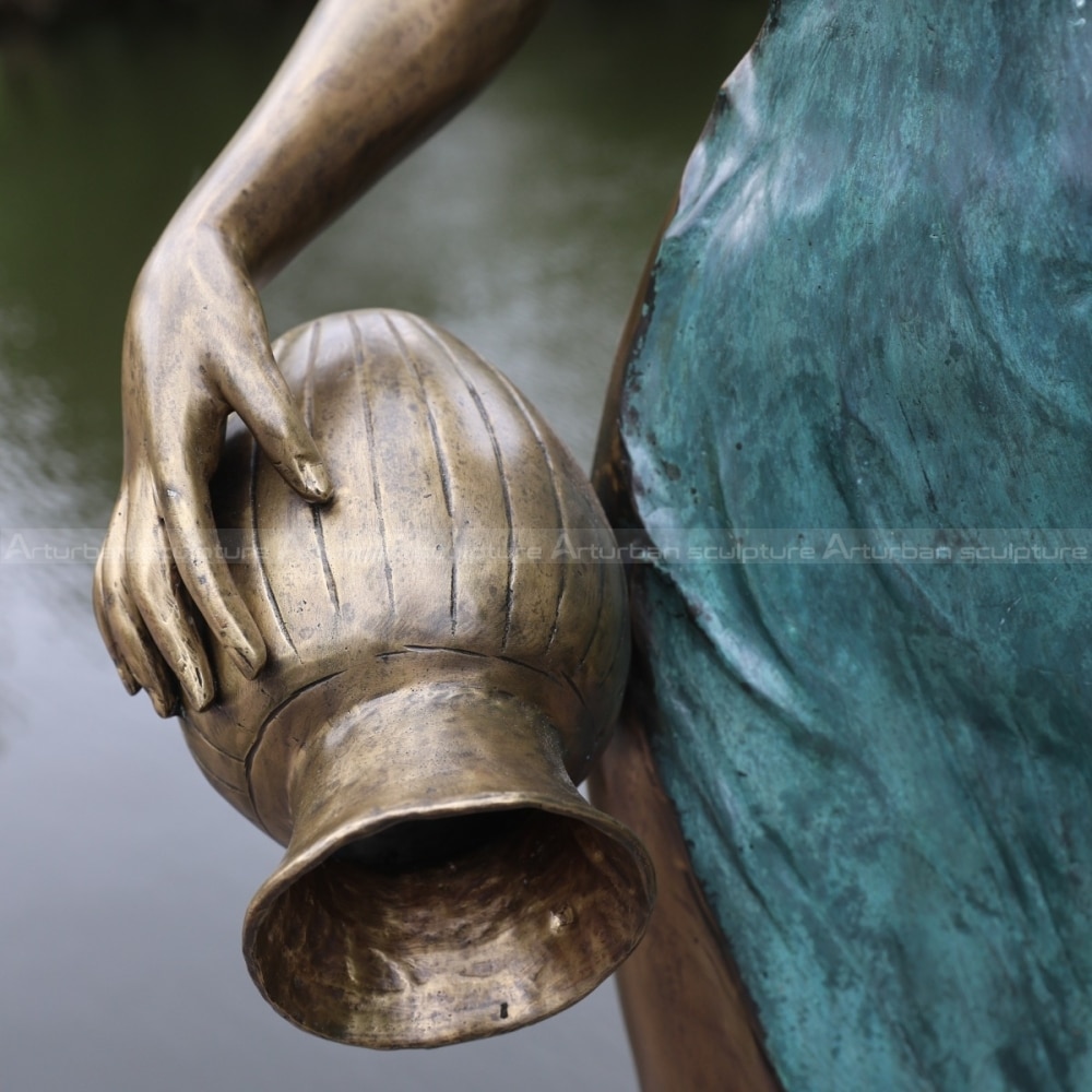 woman pouring water fountain