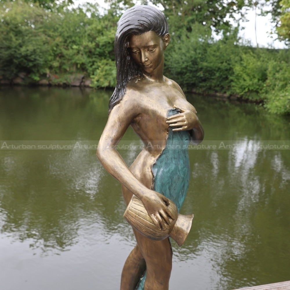 woman pouring water fountain