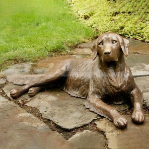 golden retriever yard statue