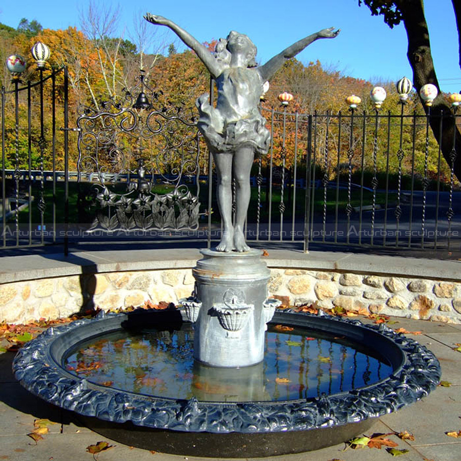 bronze girl water fountain