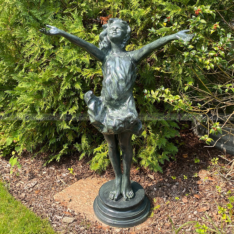 bronze girl water fountain