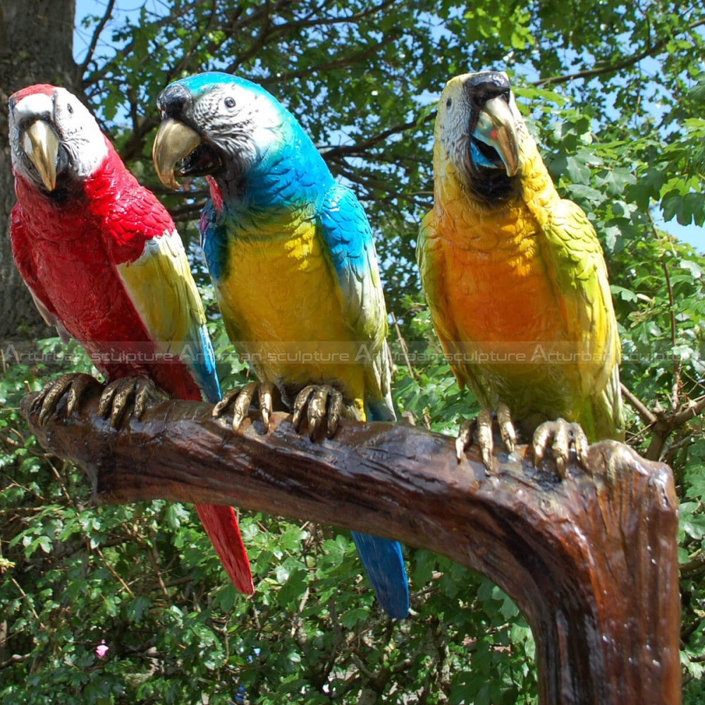 bronze parrot sculpture