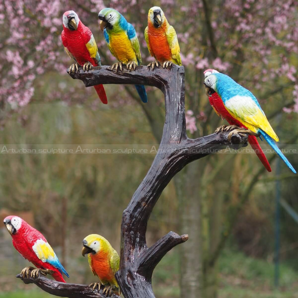 bronze parrot sculpture