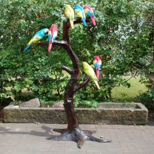 bronze parrot sculpture