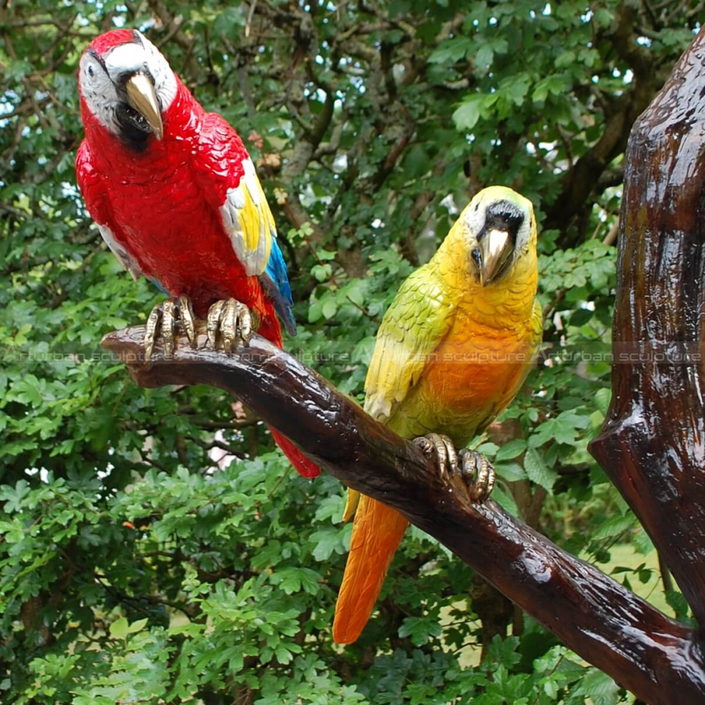 bronze parrot sculpture