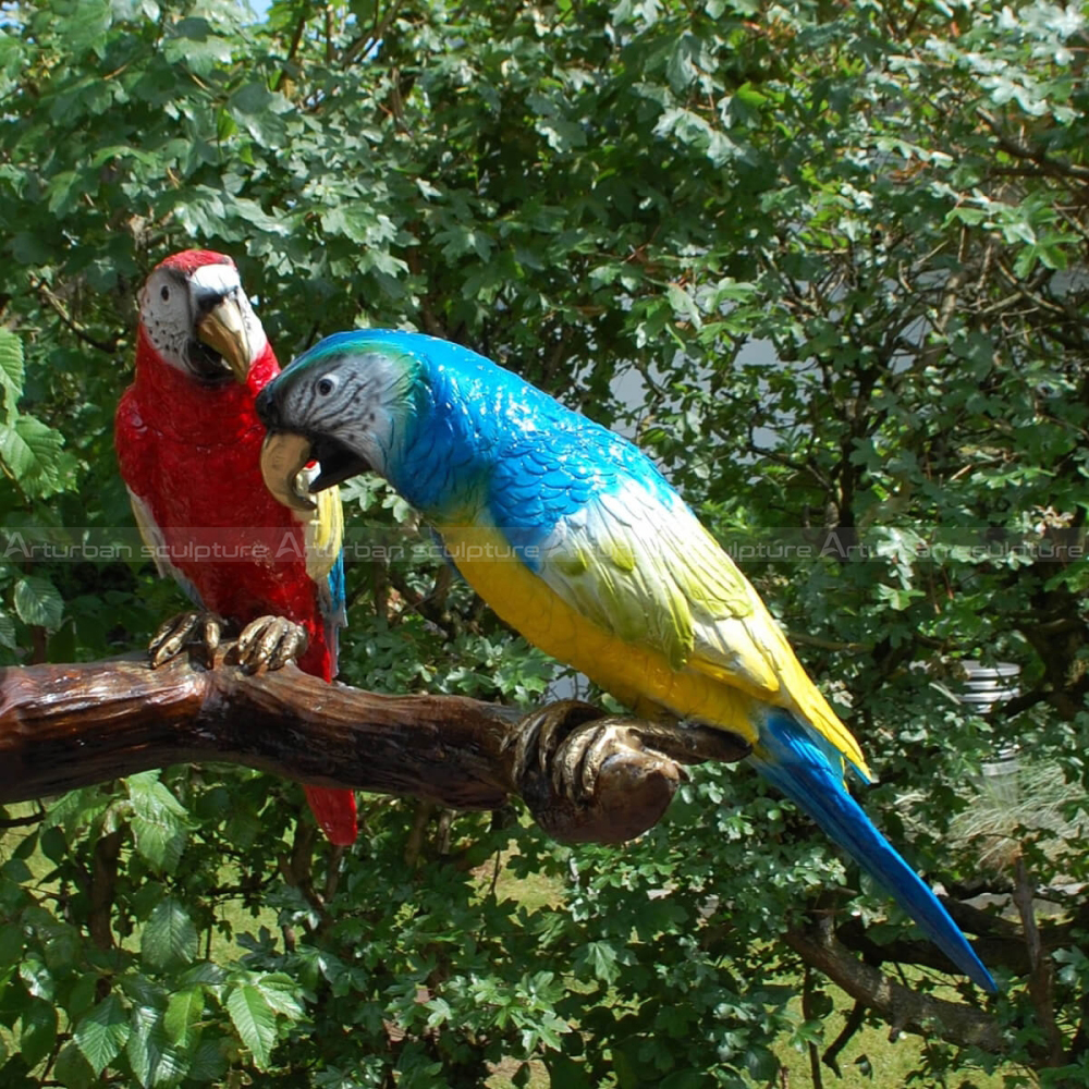 bronze parrot sculpture