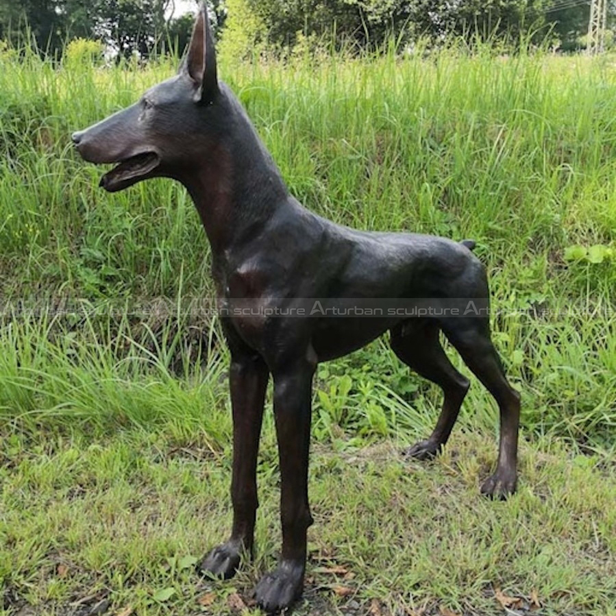 bronze doberman statue