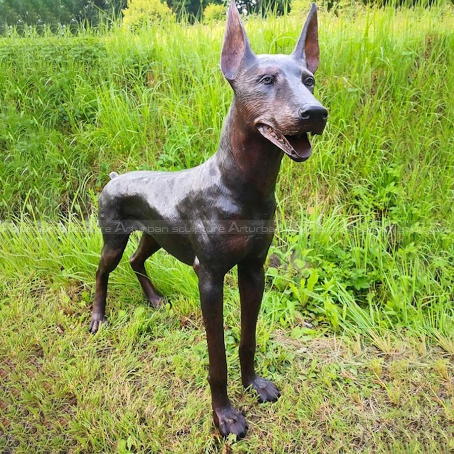 bronze doberman statue