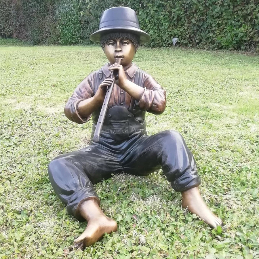 Bronze Boy Playing Flute Fountain