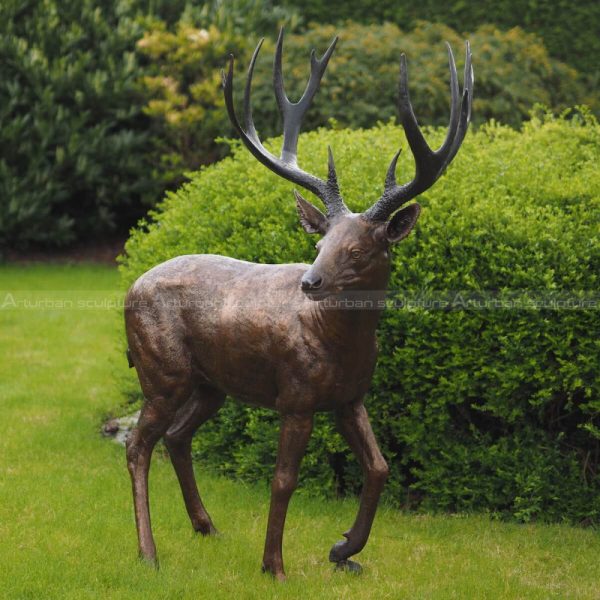 bronze deer garden statue