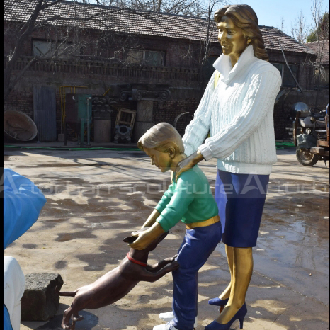 bronze family of 3 sculpture