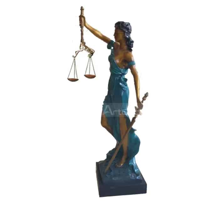 blind lady justice bronze statue