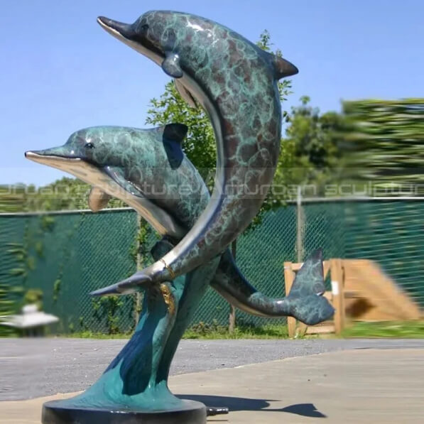 large outdoor dolphin statues