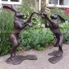 boxing hares garden ornament