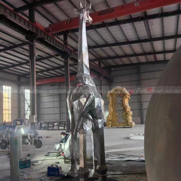 stainless steel giraffe sculpture