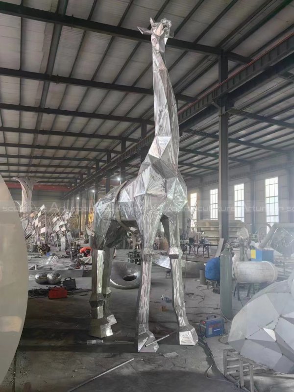 stainless steel giraffe sculpture