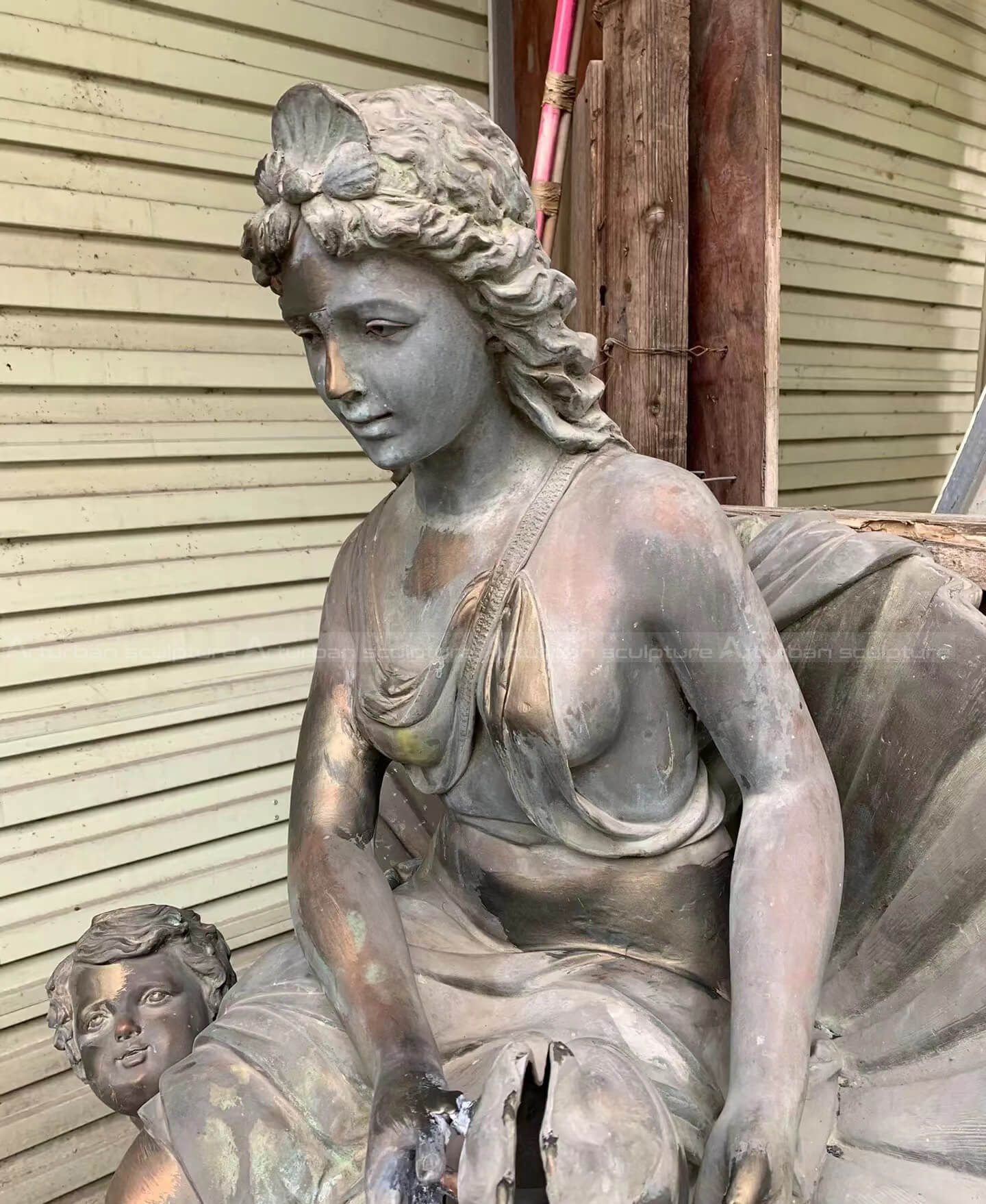 antique lady water fountain