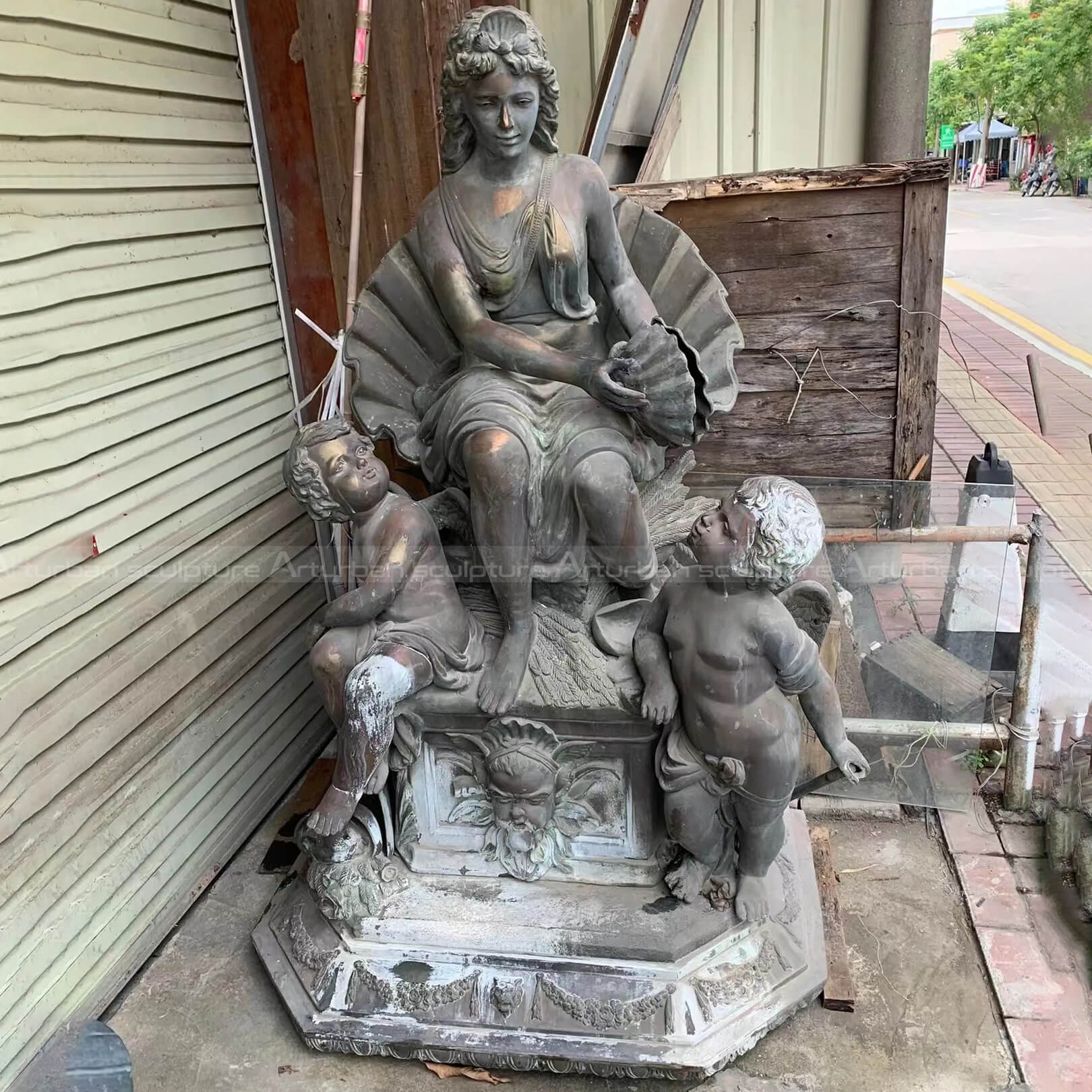 antique lady water fountain