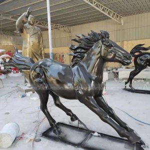 black running horse statue